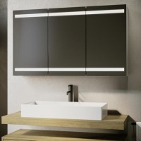 Triple Door Mirrored Bathroom Cabinet with Lights Demister & Socket 1200 x 800mm - Artemis