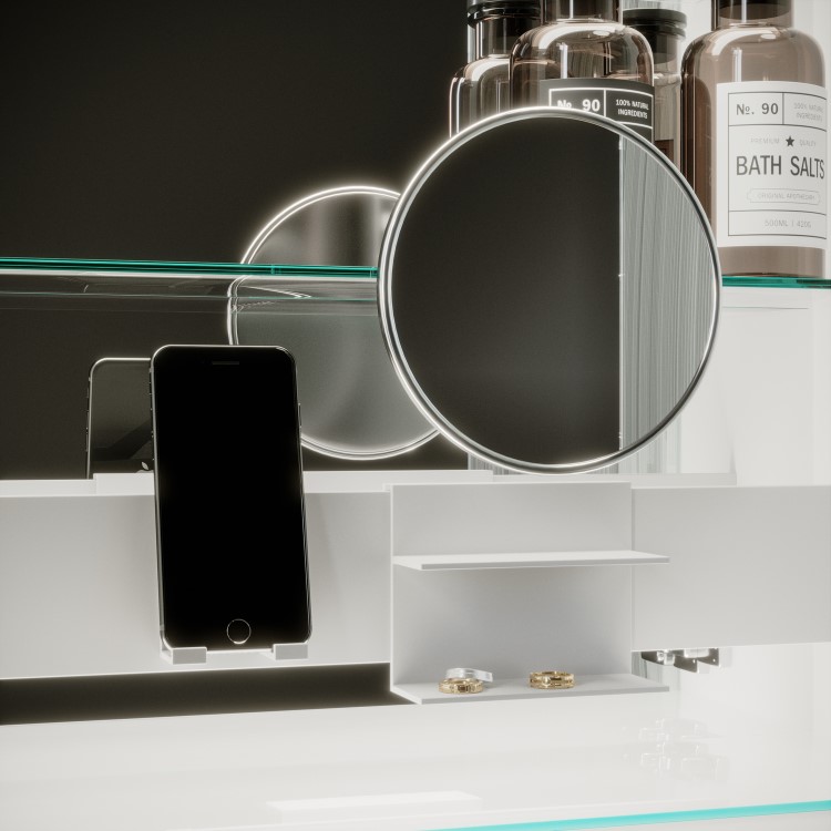 Triple Door Mirrored Bathroom Cabinet with Lights Demister & Socket 1200 x 800mm - Artemis