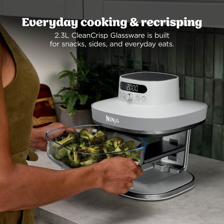 Ninja AS090UKWH CRISPi PRO 5-in-1 Glass Air Fryer – White  Air Fry Roast Bake Reheat & Dehydrate Healthy Crispy Cooking