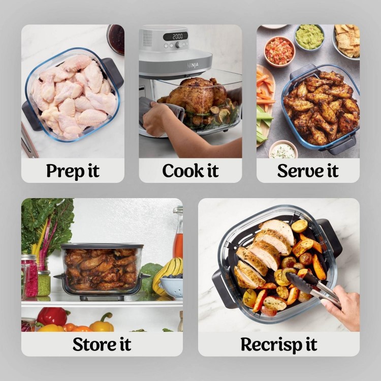 Ninja AS090UKWH CRISPi PRO 5-in-1 Glass Air Fryer – White  Air Fry Roast Bake Reheat & Dehydrate Healthy Crispy Cooking