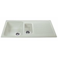 1.5 Bowl Inset Cream Composite Kitchen Sink with Reversible Drainer - CDA Asterite