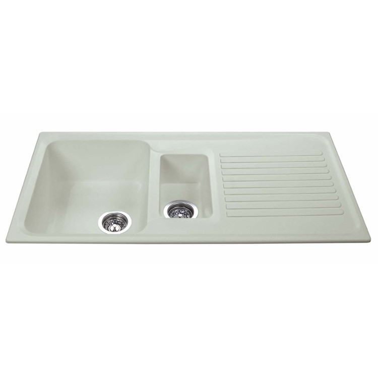 1.5 Bowl Inset Cream Composite Kitchen Sink with Reversible Drainer - CDA Asterite