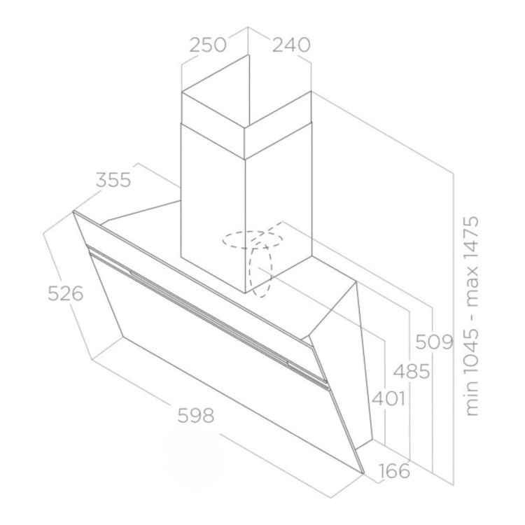 Elica Ascent 60cm Angled Cooker Hood - Black Glass