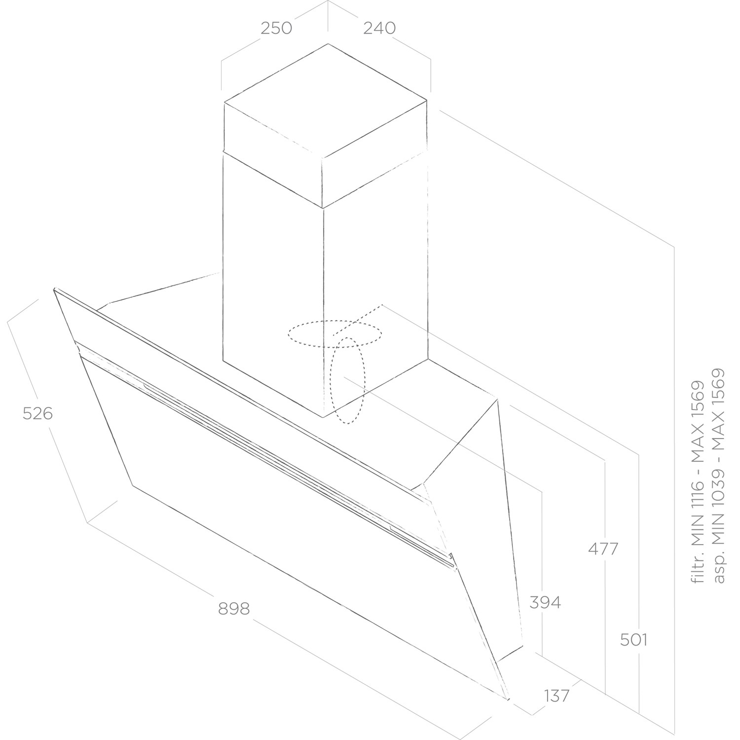 Elica ASCURBZC Ascent 90cm Angled Cooker Hood Zinc Appliances Direct