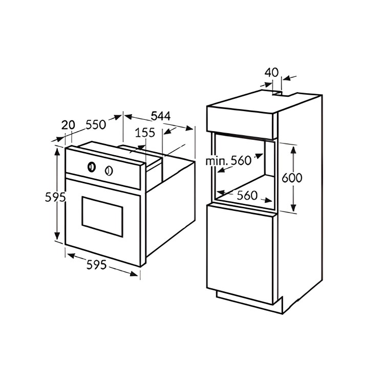 Amica ASC200BL Fan Single Oven - Black
