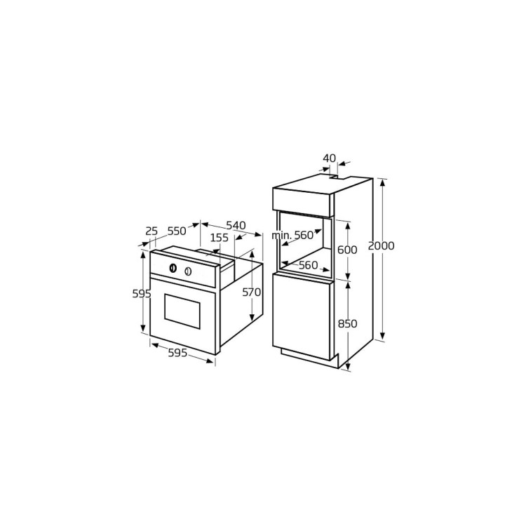 Amica 65L Fan Single Oven with Pyrolytic Cleaning - Stainless Steel