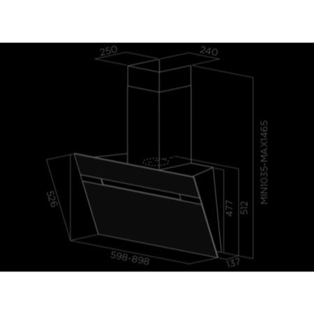 Elica ASCENT90BL Ascent Black Angled 90cm Chimney Cooker Hood