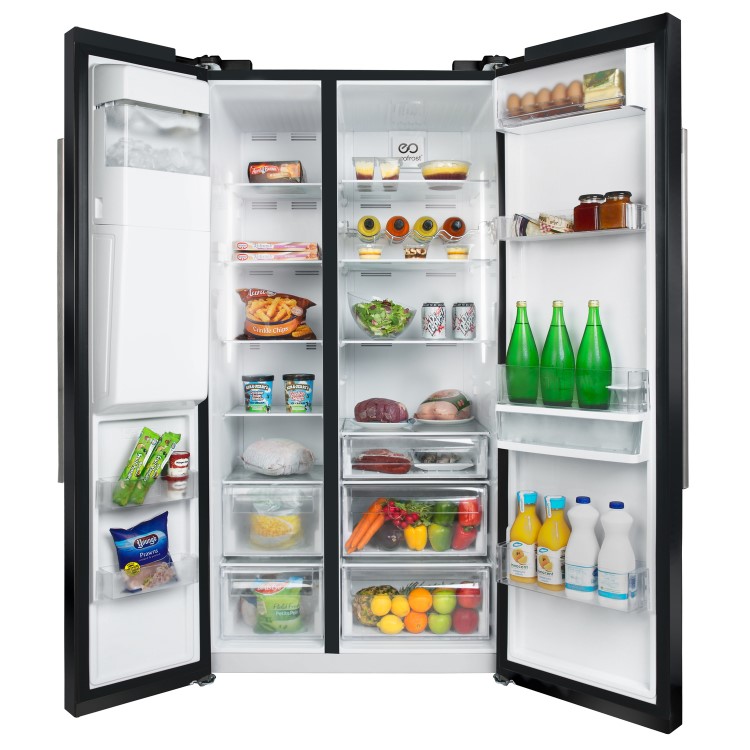 GRADE A1 - Beko ASN541B Black American Fridge Freezer With Non-plumbed Ice And Water Dispenser