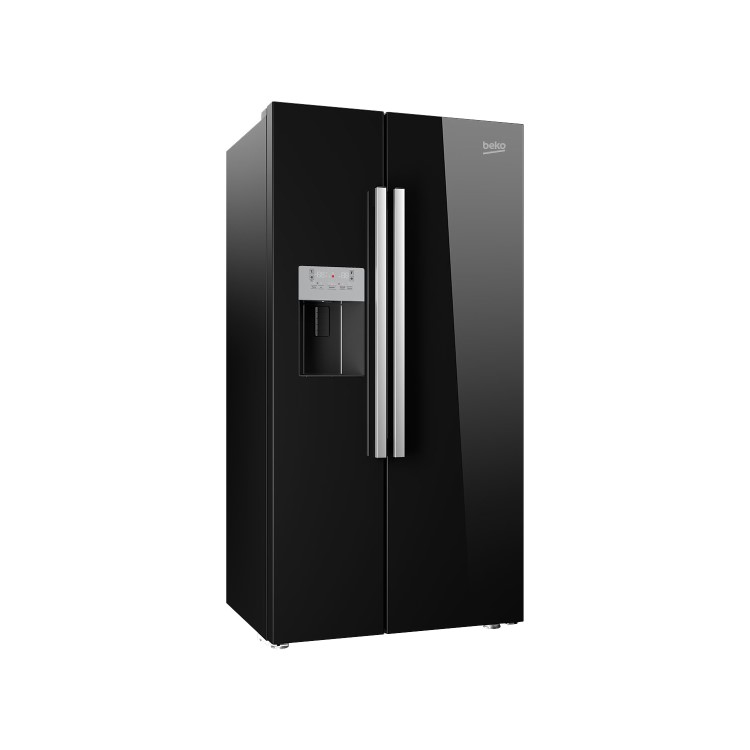 GRADE A1 - Beko ASN541B Black American Fridge Freezer With Non-plumbed Ice And Water Dispenser