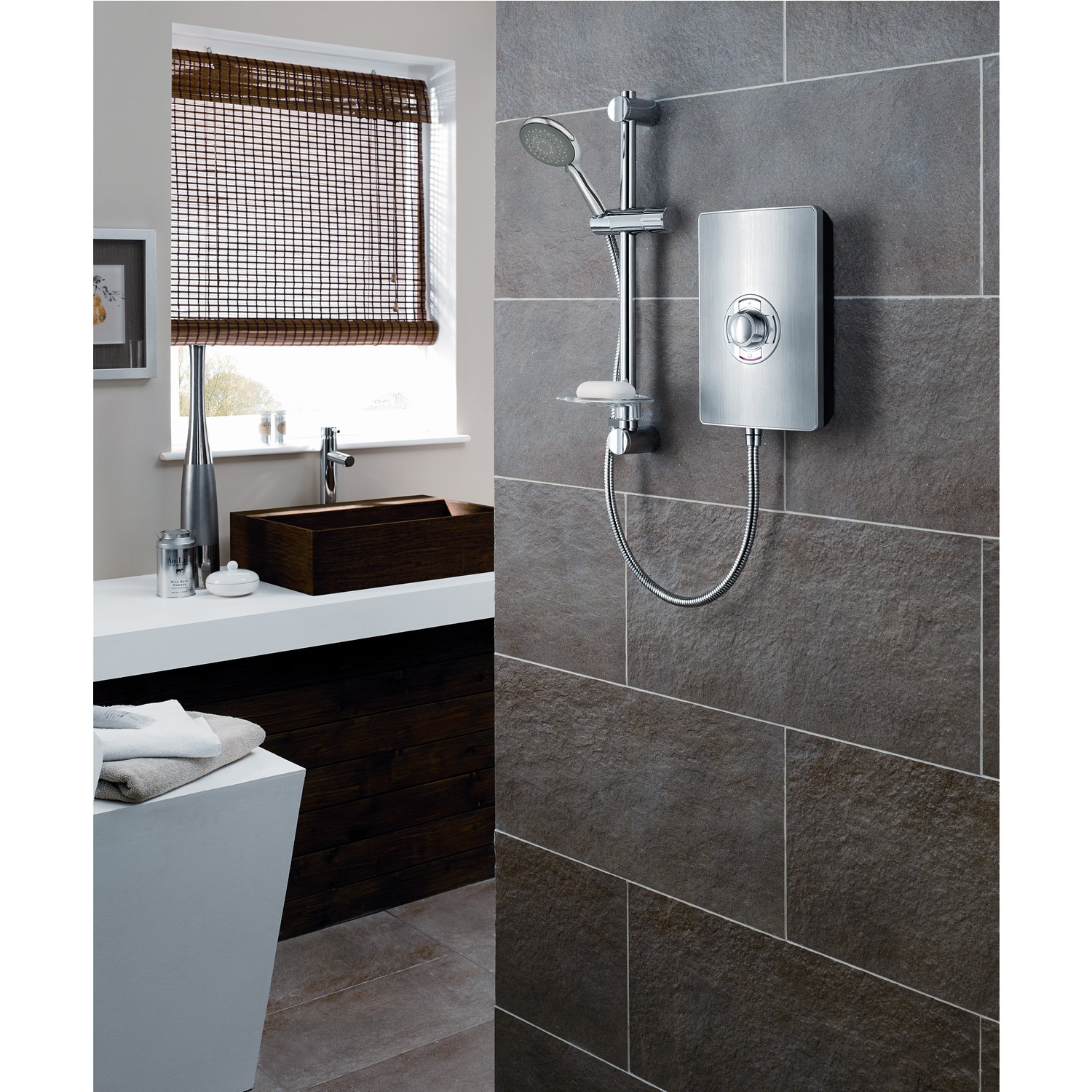 Triton Aspirante 8.5kw Brushed Steel Electric Shower ASP08BRSTL