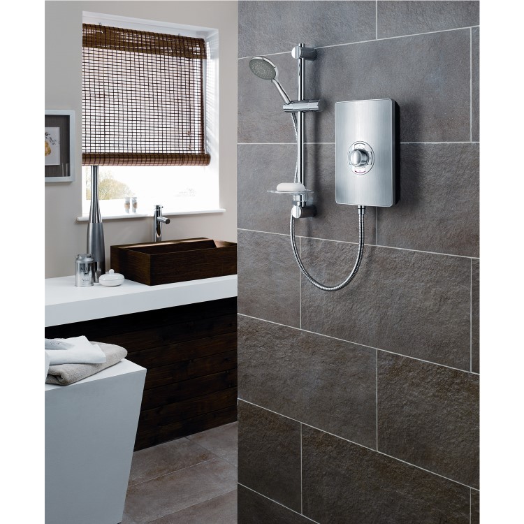 Triton Aspirante 8.5kw Brushed Steel Electric Shower