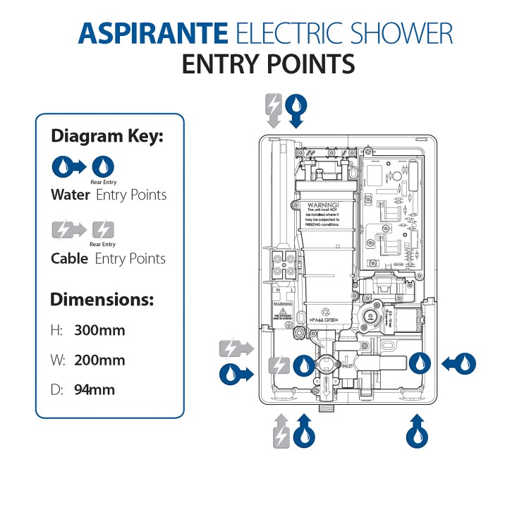 Triton Aspirante 8.5kW Gun Metal Electric Shower