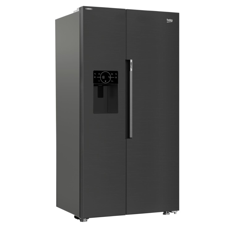 Beko 571 Litre Side-By-Side American Fridge Freezer - Black Steel