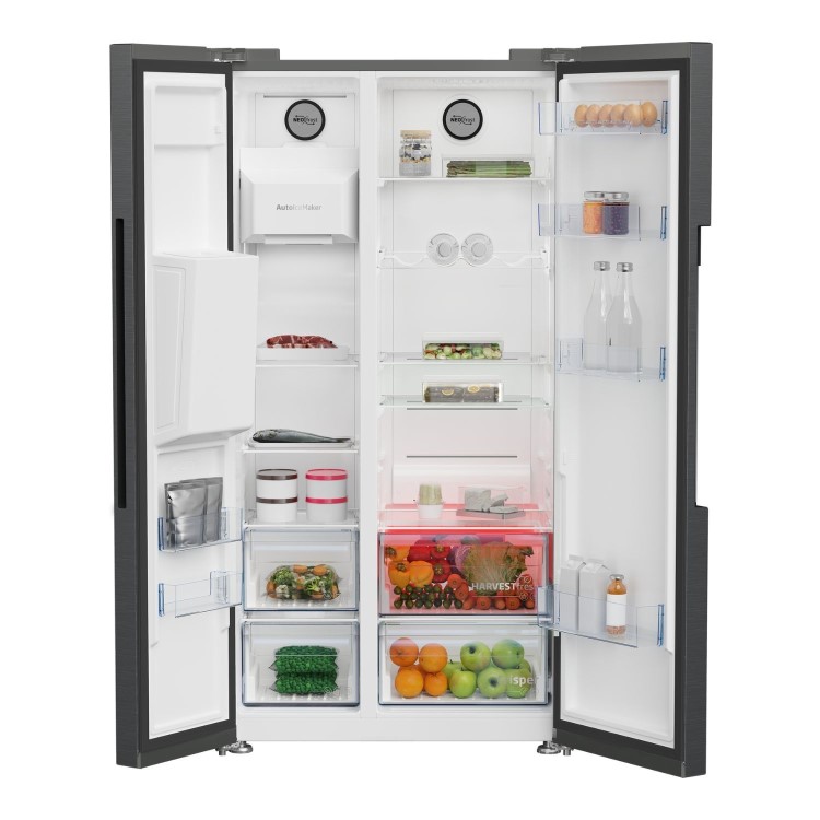 Refurbished Beko ASP342VPZ 571 Litre Frost Free American Fridge Freezer with Plumbed Ice and Water Dispenser Black