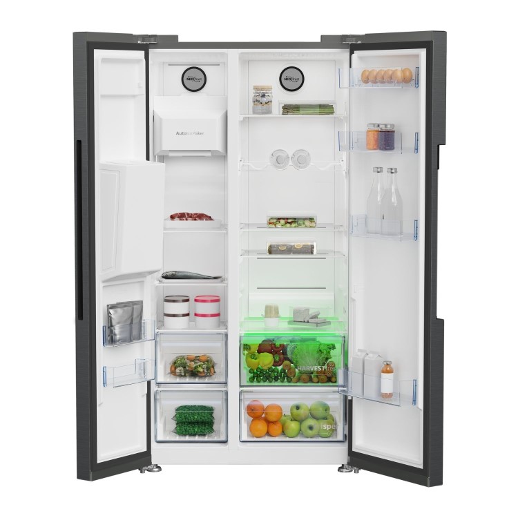 Refurbished Beko ASP342VPZ 571 Litre Frost Free American Fridge Freezer with Plumbed Ice and Water Dispenser Black