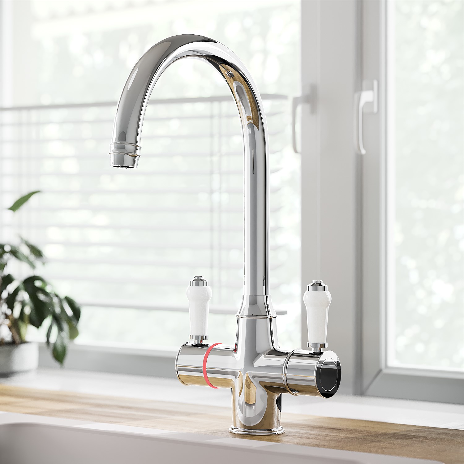 Image of Chrome 3 in 1 Instant Boiling Hot Kitchen Mixer Tap with 2.4L Boiler - Pronto Astrid AQTRAD3-1CP Chrome