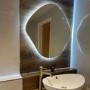 Pebble Brass Backlit Heated Bathroom Mirror with Lights 760 x 800mm - Aster