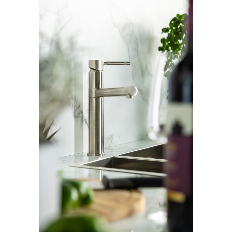 Abode AT1089 Single Lever Hydrus Tower Kitchen Mixer Tap - Brushed Steel