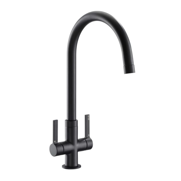 Abode Pico Dual Lever Kitchen Mixer Tap - Matte Black