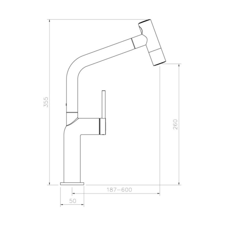 Abode Tubist T Pull Out Spray Single Lever Kitchen Mixer Tap - Chrome