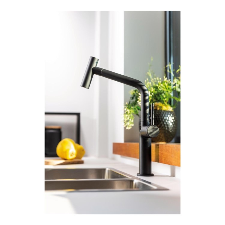 Abode Tubist T Pull Out Spray Kitchen Tap - Matt Black