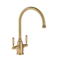 Oxbury Dual Lever Kitchen Mixer Tap - Antique Brass