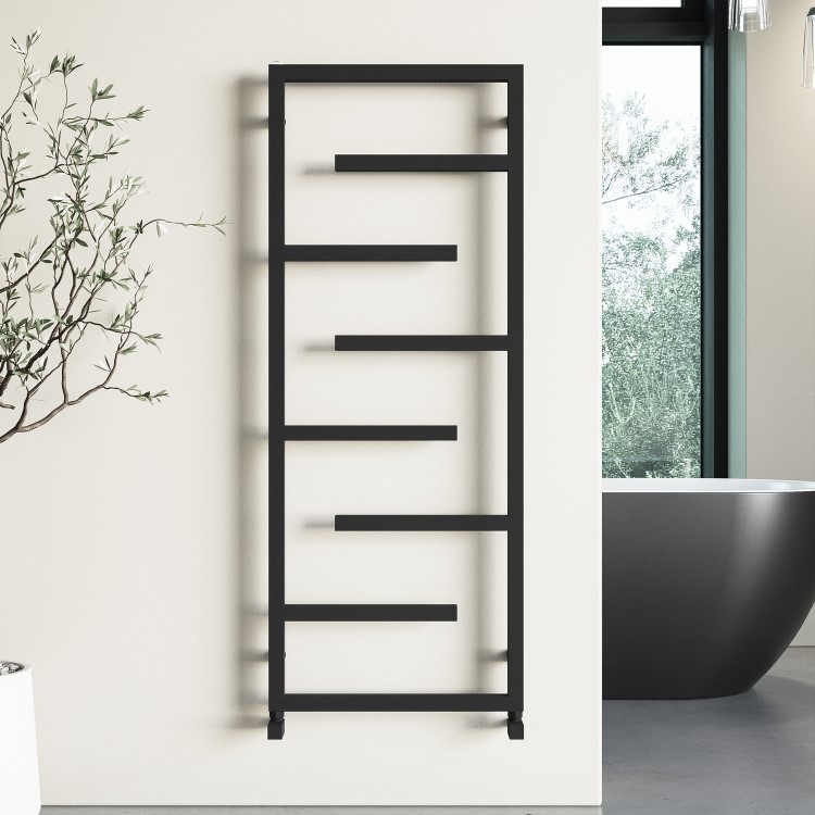 Black Designer Towel Radiator 1270 x 500mm - Atka
