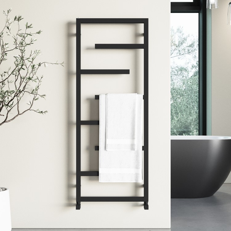 Black Designer Towel Radiator 1270 x 500mm - Atka