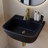 Matt Black Cloakroom Wall Hung Basin 450mm - Atlanta