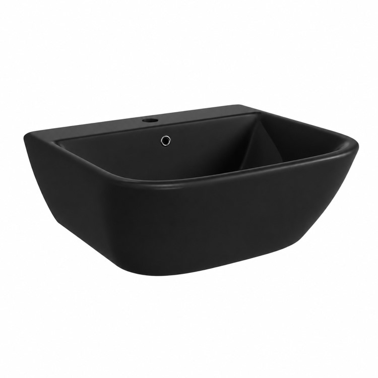 Matt Black Cloakroom Wall Hung Basin 450mm - Atlanta
