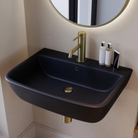 Matt Black Wall Hung Basin 600mm - Atlanta