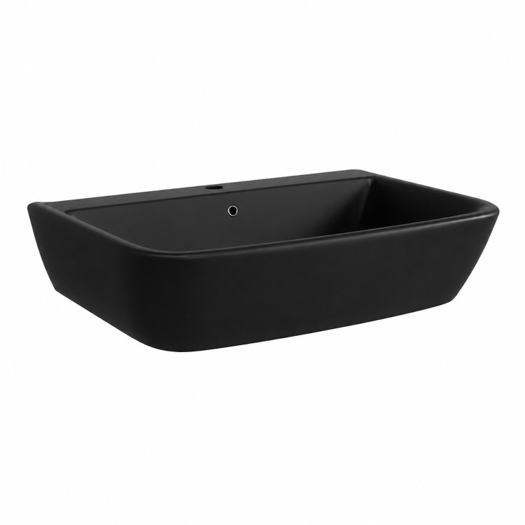 Matt Black Wall Hung Basin 600mm - Atlanta