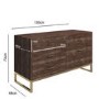 Aubrey Solid Wood TV Unit with Gold Legs & Drawers - TV's up to 60"