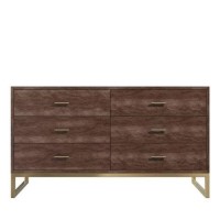 Aubrey Solid Wood TV Unit with Gold Legs & Drawers - TV's up to 60"