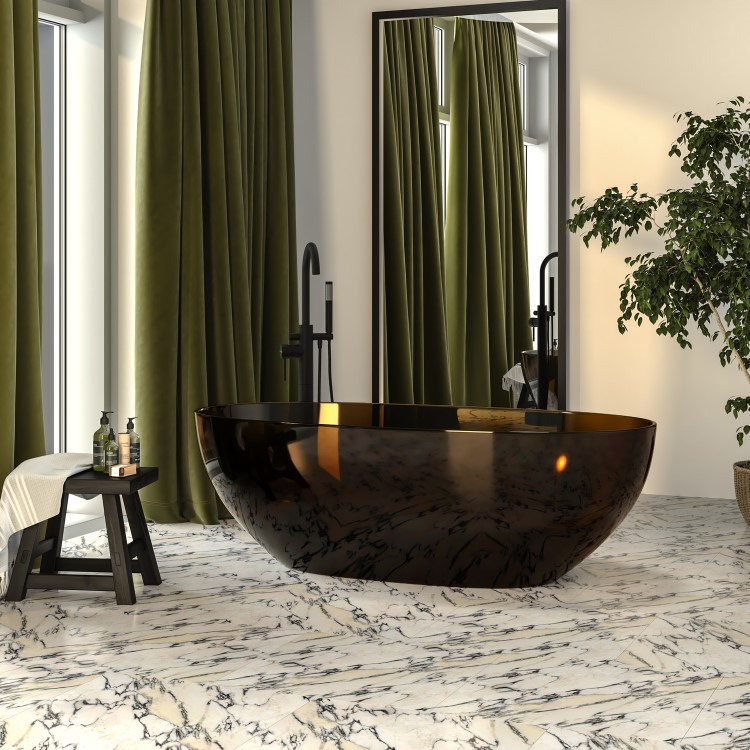 Amber Freestanding Double Ended Transparent Resin Bath 1700 x 750mm - Aurea