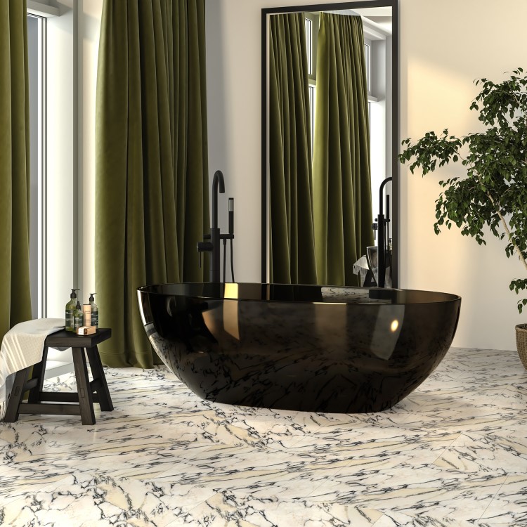 Black Freestanding Double Ended Transparent Resin Bath 1700 x 750mm - Aurea