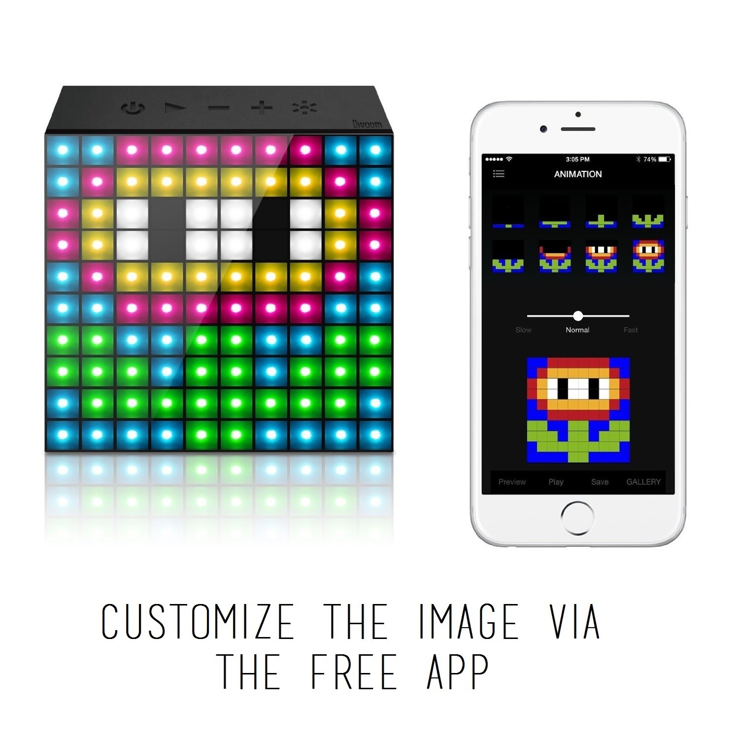 AuraBox Customisable LED Pixel Art Bluetooth Speaker Alarm Clock