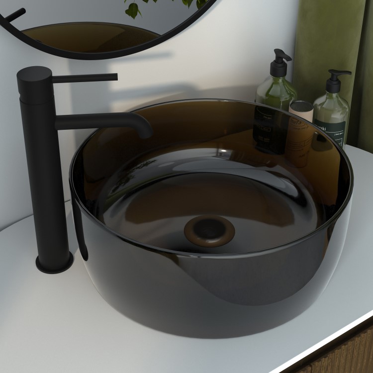 Amber Round Transparent Resin Countertop Basin 400mm - Aurea