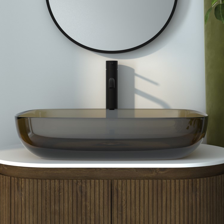 Amber Rectangular Transparent Resin Countertop Basin 600mm - Aurea
