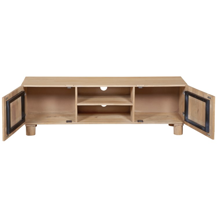 Large Solid Mango Wood TV Stand with Storage - TV's up to 60" - Austin