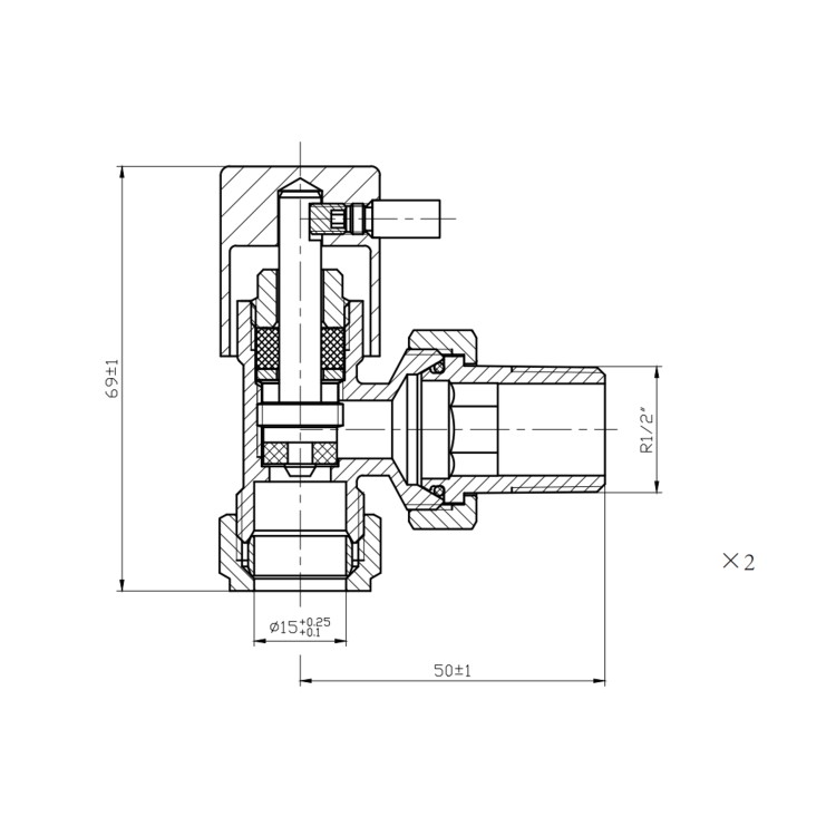 Brass Knurled Round Angled Radiator Valves