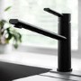 Black Single Lever Monobloc Kitchen Mixer Tap - Essence Ava