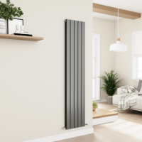 Eco Eleganza Anthracite Vertical Flat Designer Aluminium Radiator 1800x375mm Double Panel 3660 BTU Eco Eleganza Anthracite Vertical Flat Designer Aluminium Radiator 1800x375mm Double Panel 3660 BTU