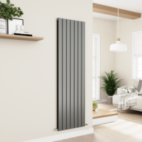 GRADE A2 - Eco Eleganza Anthracite Vertical Flat Designer Aluminium Radiator 1800x525mm Double Panel 5124 BTU