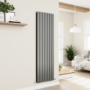 GRADE A2 - Eco Eleganza Anthracite Vertical Flat Designer Aluminium Radiator 1800x525mm Double Panel 5124 BTU