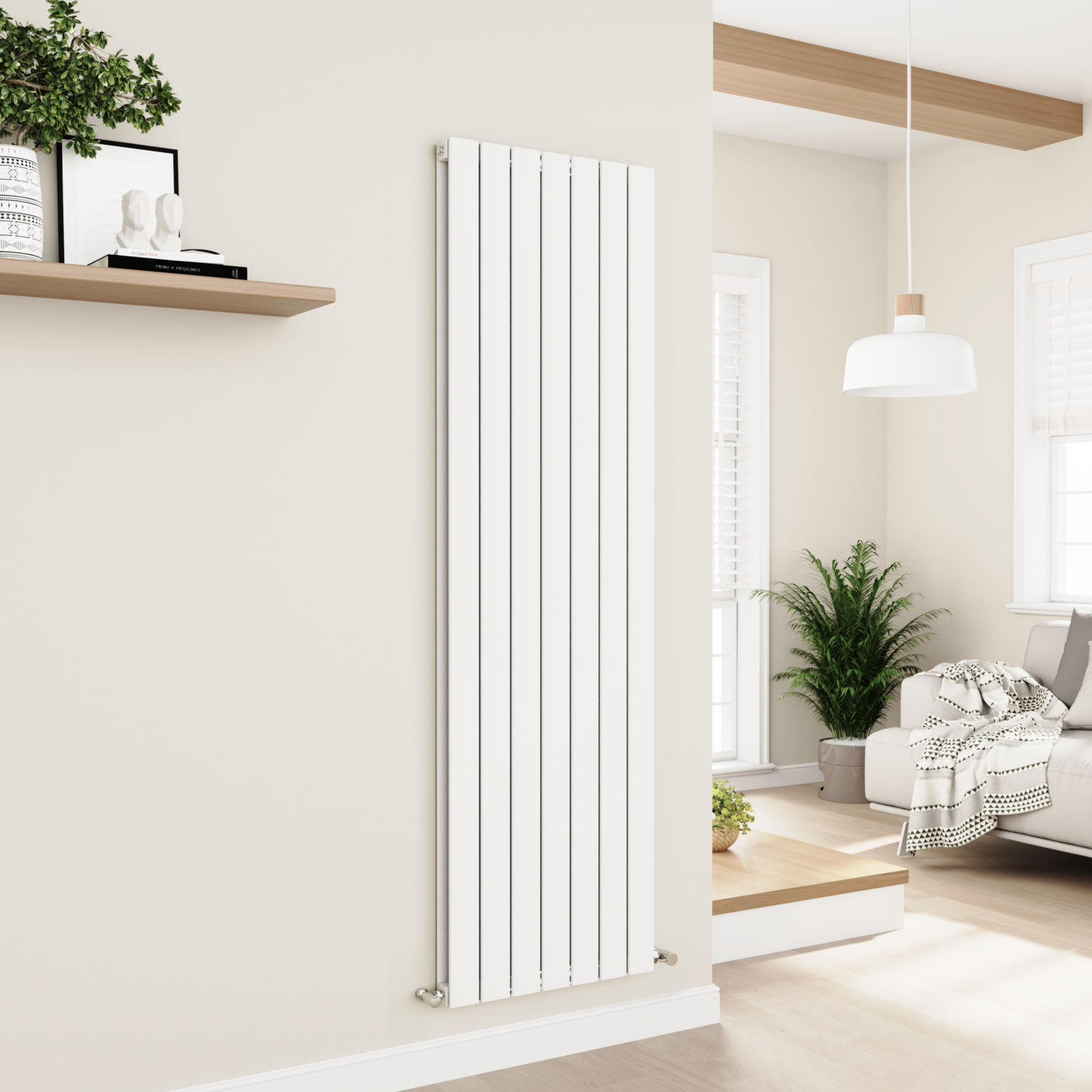 Vertical Flat Designer Aluminium Radiator 1800x525mm Double Panel 5124 BTU