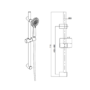 GRADE A2 - Chrome Round Easy Adjustable Height Slide Rail Kit with Hand Shower