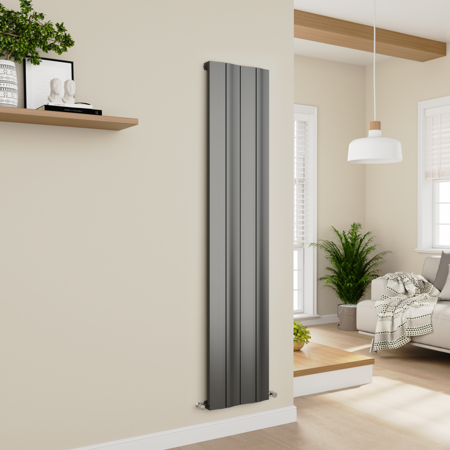 Vertical Wave Designer Aluminium Radiator 1800x374mm Single Panel 3005 BTU