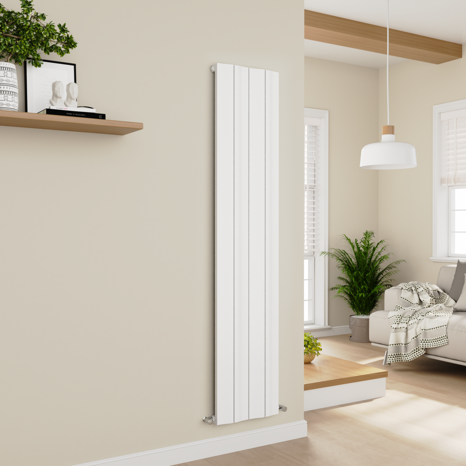 Vertical Wave Designer Aluminium Radiator 1800x374mm Single Panel 3005 BTU