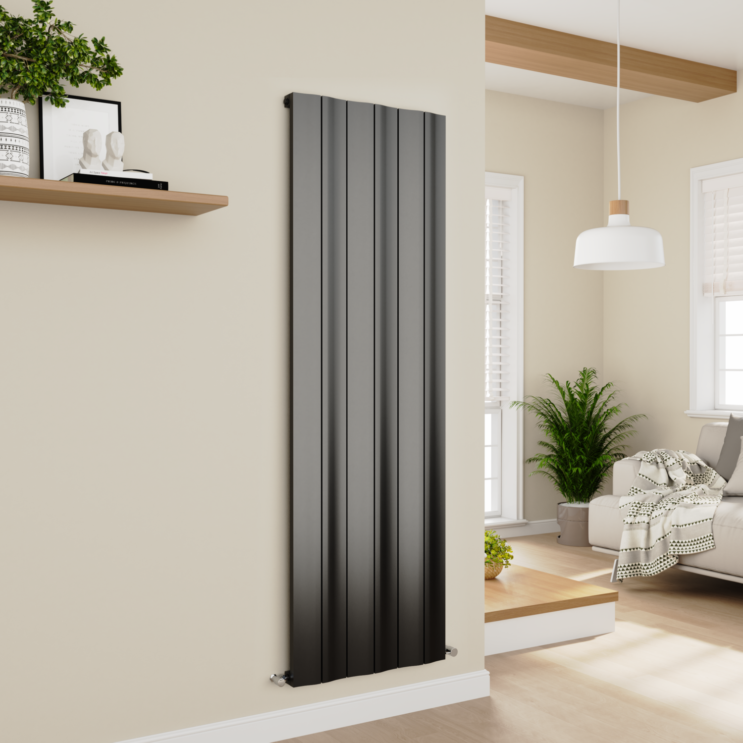 Midnight Vertical Wave Designer Aluminium Radiator 1800x565mm Single Panel 4508 BTU